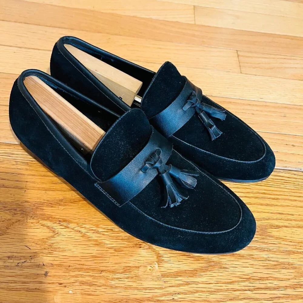 Saks Fifth Avenue Men’s Black Suede Tassel Loafers size 11